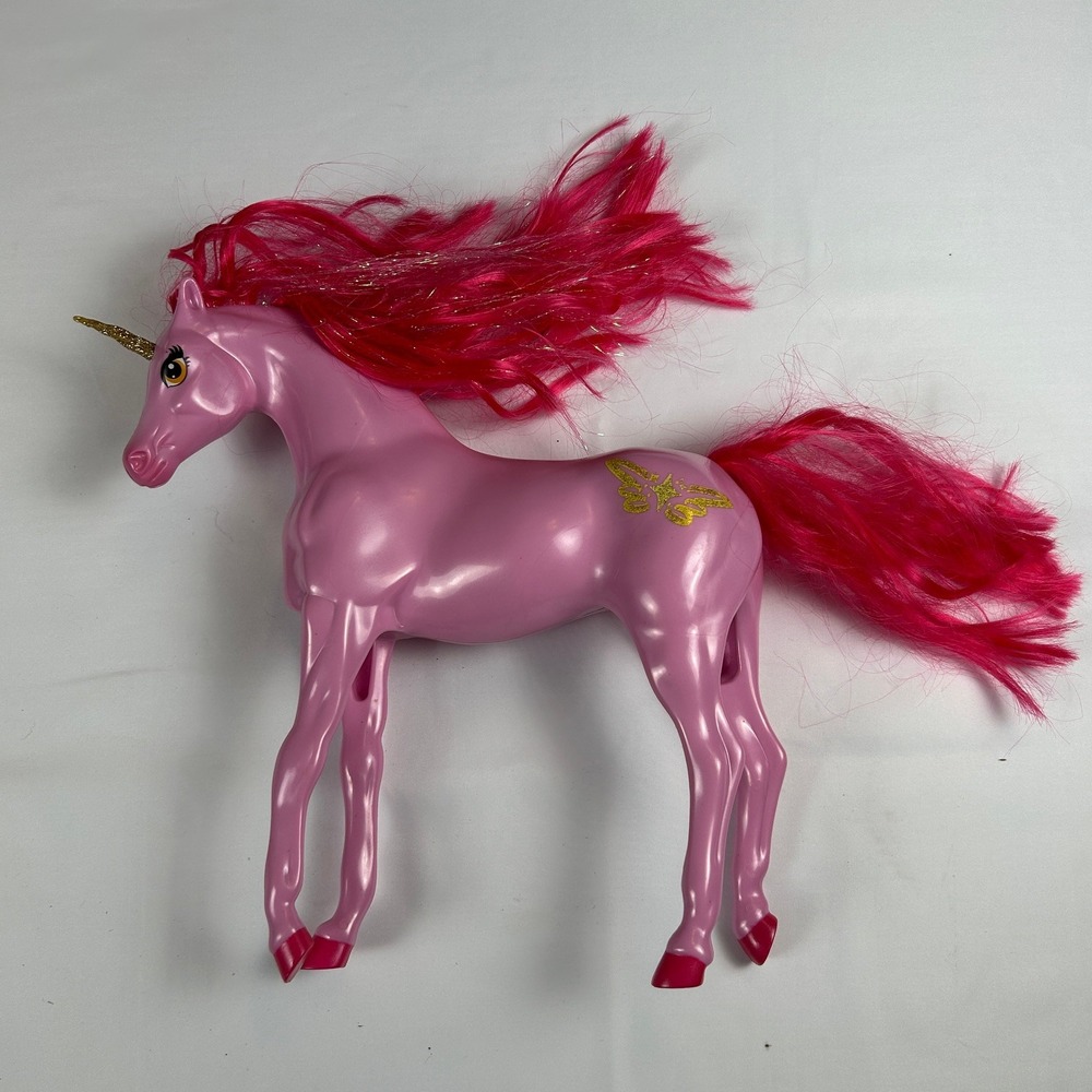 MGA Entertainment Pink Unicorn Figure Gold Glitter Horn Butterfly 578574EUC